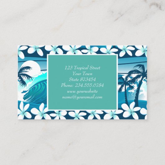 ヤシの木が咲く熱帯サーフ波 名刺 (裏面)