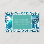 ヤシの木が咲く熱帯サーフ波 名刺 (正面)