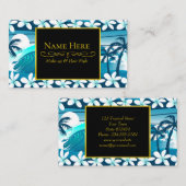 ヤシの木が咲く熱帯サーフ波 名刺 (正面/裏面)