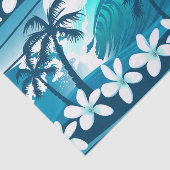 ヤシの木が咲く熱帯サーフ波 薄葉紙 (詳細)