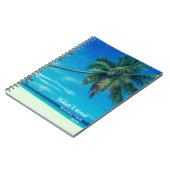 ヤシの木が描かれたホワイトサンディ結婚ビーチ ノートブック (左側)