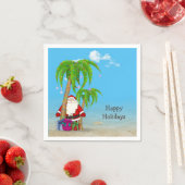 ヤシの木が植えられた熱帯クリスマスサンタ スタンダードカクテルナプキン (インサイチュ)