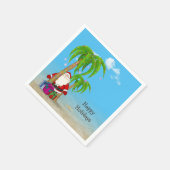 ヤシの木が植えられた熱帯クリスマスサンタ スタンダードカクテルナプキン (角)