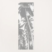 ヤシの木が灰色の特徴デザイン ヨガマット (正面)