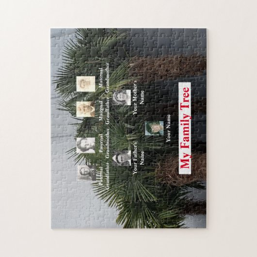 ヤシの木が生える三世代の木 ジグソーパズル (縦)