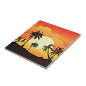 ヤシの木で夕日の景色 タイル (側面)