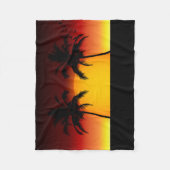 ヤシの木との熱帯日没 フリースブランケット (正面)