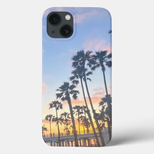ヤシの木とオセアンサイドカリフォルニアの夕日 Case-Mate iPhoneケース (裏面)