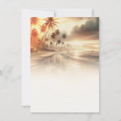 ヤシの木とオレンジ色の夕日ビーチウェディング感謝祭 招待状 (裏面)