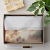 ヤシの木とオレンジ色の夕焼けのビーチウェディング 薄葉紙 (ギフト)