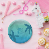 ヤシの木とカスタムのカップルがトロピカル結婚の ペーパープレート (パーティー)