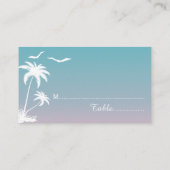 ヤシの木とカモメのビーチ結婚式座席表 プレイスカード (裏面)