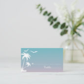 ヤシの木とカモメのビーチ結婚式座席表 プレイスカード (スタンド正面)