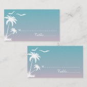 ヤシの木とカモメのビーチ結婚式座席表 プレイスカード (正面/裏面)