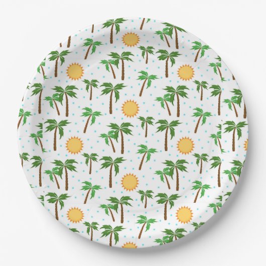 ヤシの木とサンシャイン ペーパープレート (正面)