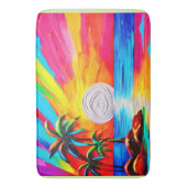 ヤシの木とサンセットグロー絵を描ズ バスマット (正面縦)