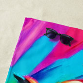 ヤシの木とサンセットグロー絵を描ズ ビーチタオル (インサイチュ)