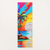 ヤシの木とサンセットグロー絵を描ズ ヨガマット (正面)