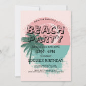ヤシの木とサンセットビーチパーティーへの招待状 招待状 (正面)