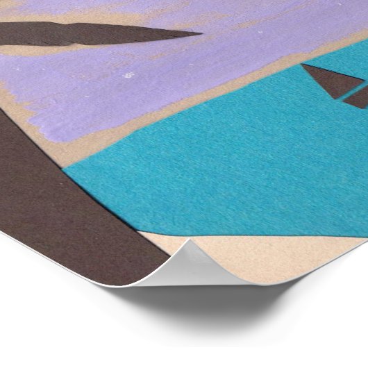 ヤシの木とターコイズ海のポスター ポスター (角)