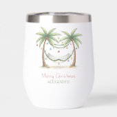 ヤシの木とハンモックのある海岸のクリスマス (背面)