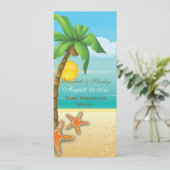 ヤシの木とヒトデのビーチ結婚式メニューカード メニュー (スタンド正面)