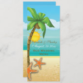 ヤシの木とヒトデのビーチ結婚式メニューカード メニュー (正面/裏面)