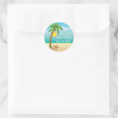 ヤシの木とヒトデのビーチ結婚式日付を保存 ラウンドシール (バッグ)