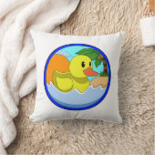 ヤシの木とビーチでアヒル.PNG クッション (ブランケット)