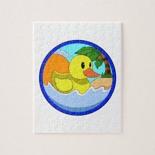 ヤシの木とビーチでアヒル.PNG ジグソーパズル (縦)