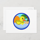 ヤシの木とビーチでアヒル.PNG ポストカード (正面/裏面)