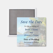 ヤシの木とビーチSt. Thomas VI日付を保存 マグネット (正面/裏面)