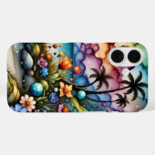 ヤシの木とファンタジーの花 Case-Mate iPhoneケース (裏面 (横))