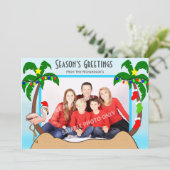 ヤシの木とフラミンゴス熱帯クリスマス写真 シーズンカード (スタンド正面)