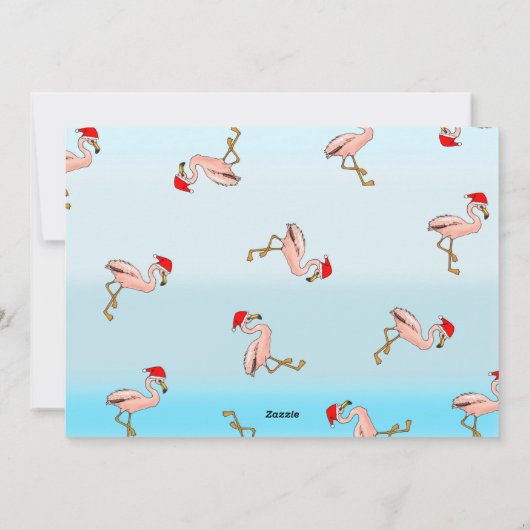 ヤシの木とフラミンゴス熱帯クリスマス写真 シーズンカード (裏面)