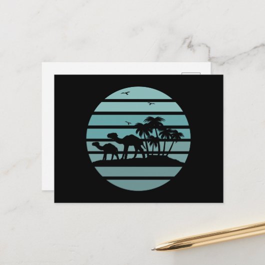 ヤシの木とラクダ シーズンポストカード (正面/裏面インサイチュ)