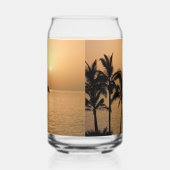 ヤシの木とロマンチックな夕日 ガラス缶 (左)