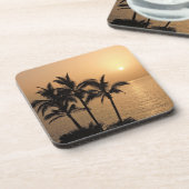 ヤシの木とロマンチックな夕日 コースター (左側)