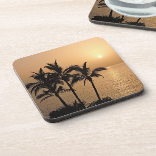 ヤシの木とロマンチックな夕日 コースター (左側)