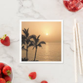 ヤシの木とロマンチックな夕日 スタンダードカクテルナプキン (インサイチュ)