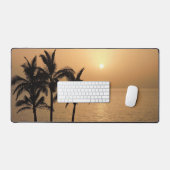 ヤシの木とロマンチックな夕日 デスクマット (キーボード&マウス)