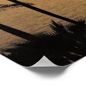 ヤシの木とロマンチックな夕日 ポスター (角)