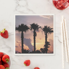 ヤシの木と夕焼けの紙のランチョン・ナプキン スタンダードランチョンナプキン