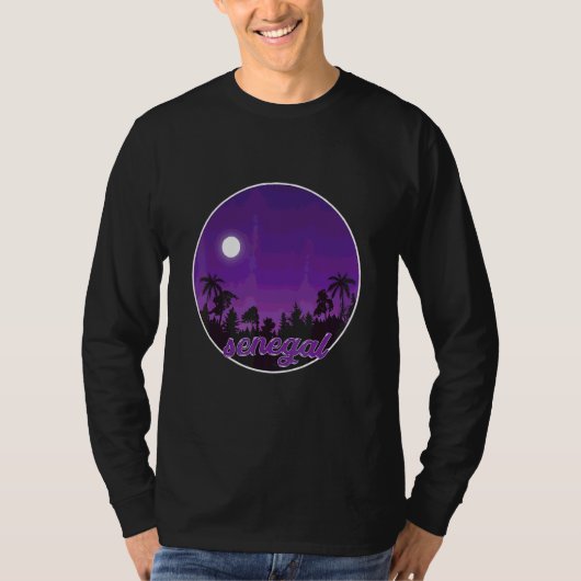 ヤシの木と夜のセネガル Tシャツ (正面)