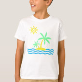 ヤシの木と太陽が咲く熱帯島 Tシャツ (正面)