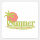 ヤシの木と太陽のビーチサマー スクエアシール (正面)