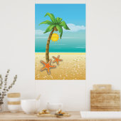 ヤシの木と太陽の熱帯の風景プリント/ポスター ポスター (キッチン)