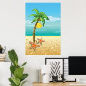 ヤシの木と太陽の熱帯の風景プリント/ポスター ポスター (ホームオフィス)