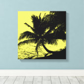 ヤシの木と水 – 黄色 キャンバスプリント (インサイチュ (ウッドフロア))