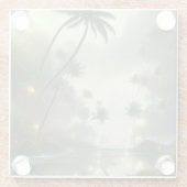 ヤシの木と海の霧の日 ガラスコースター (裏面)